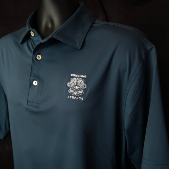 Whistling Straits Peter Millar Summer Comfort Teal Blue Polo (L) ⛳️ - Picture 7 of 7